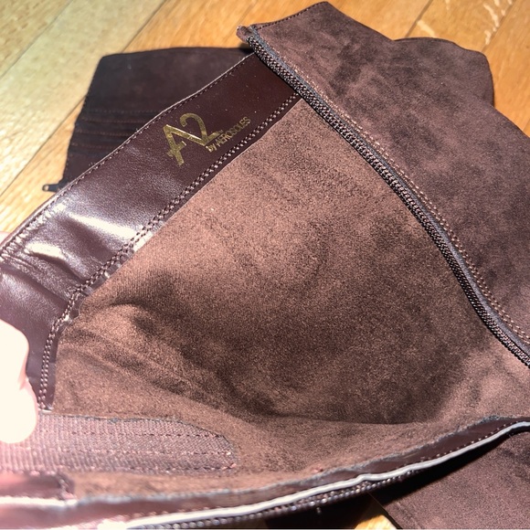 chocolate brown suede knee high Zip boots a2 aerosoles Peter Pan Wmn US 8 - Picture 12 of 16